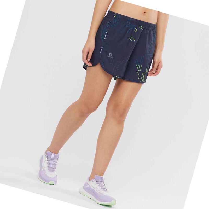 Salomon AGILE Kurze Hose Damen Blau | XWLSATI-54