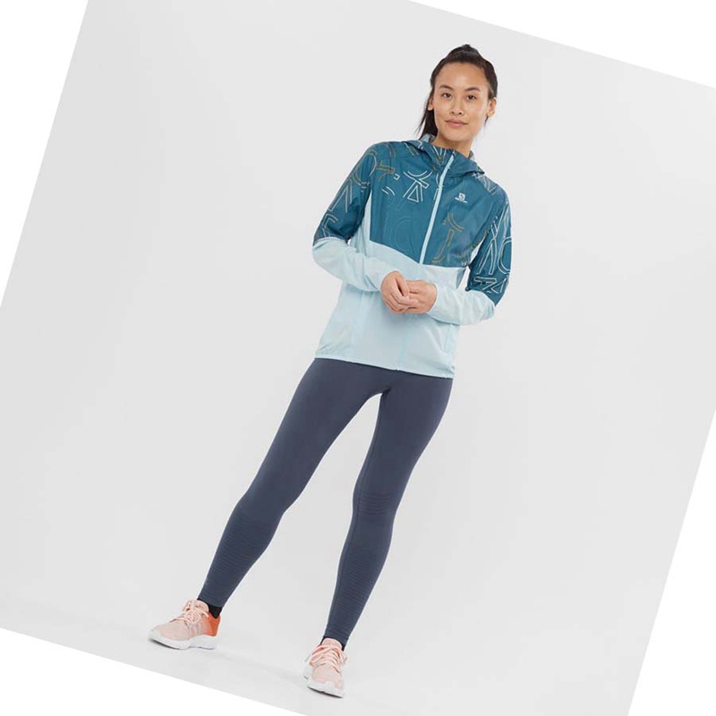 Salomon AGILE WIND WINDBREAKERS Jacke Damen Grün | JLKTMYO-30