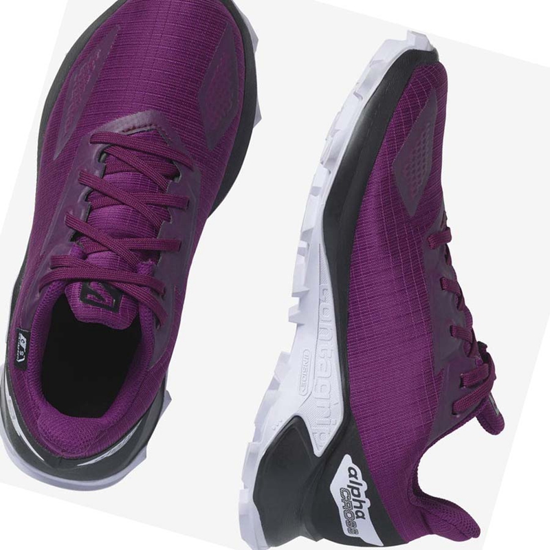 Salomon ALPHACROSS BLAST CLIMASALOMON™ WATERPROOF Trailrunning Schuhe Kinder Lila | UVNWFQR-12