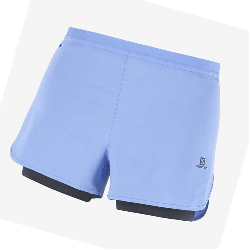 Salomon CROSS 2IN1 Kurze Hose Damen Blau | CDWAQZL-86