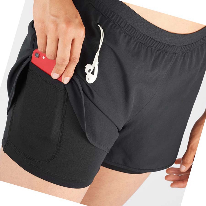 Salomon CROSS 2IN1 Kurze Hose Damen Schwarz | DWGXJRC-49