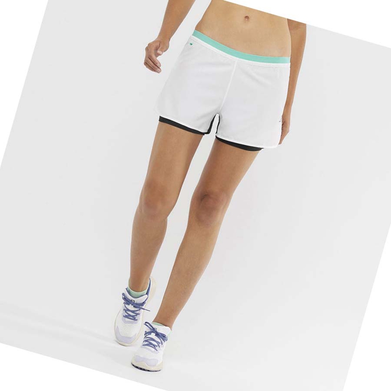 Salomon CROSS 2IN1 Kurze Hose Damen Weiß | NTFRJPU-01
