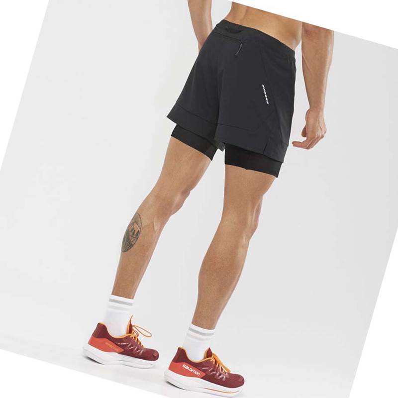 Salomon CROSS 2IN1 Kurze Hose Herren Schwarz | MWJKAOL-69