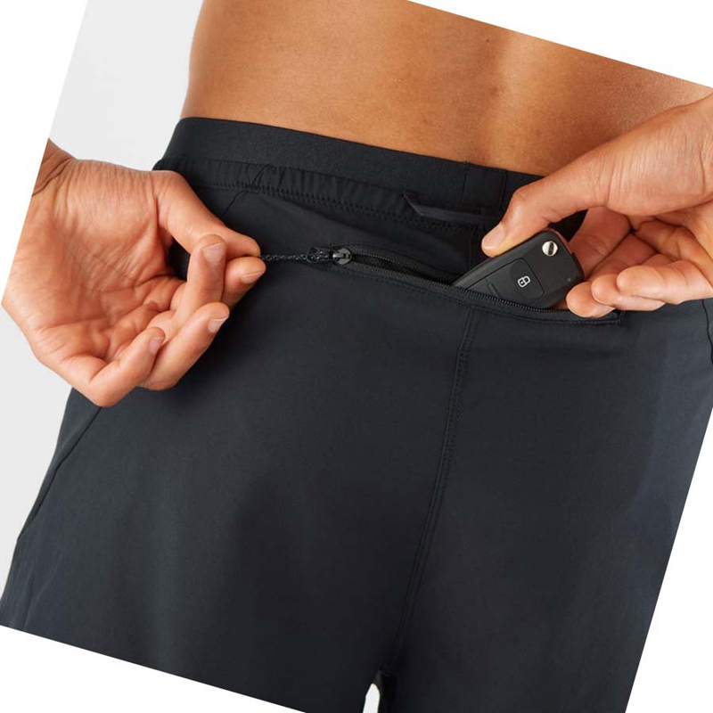 Salomon CROSS 2IN1 Kurze Hose Herren Schwarz | MWJKAOL-69