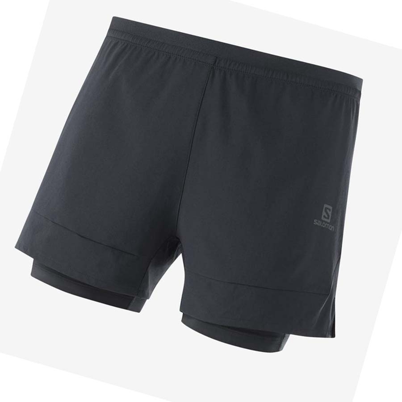 Salomon CROSS 2IN1 Kurze Hose Herren Schwarz | MWJKAOL-69