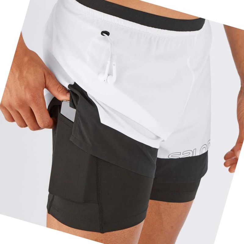 Salomon CROSS 2IN1 Kurze Hose Herren Weiß | OZVCHRS-19