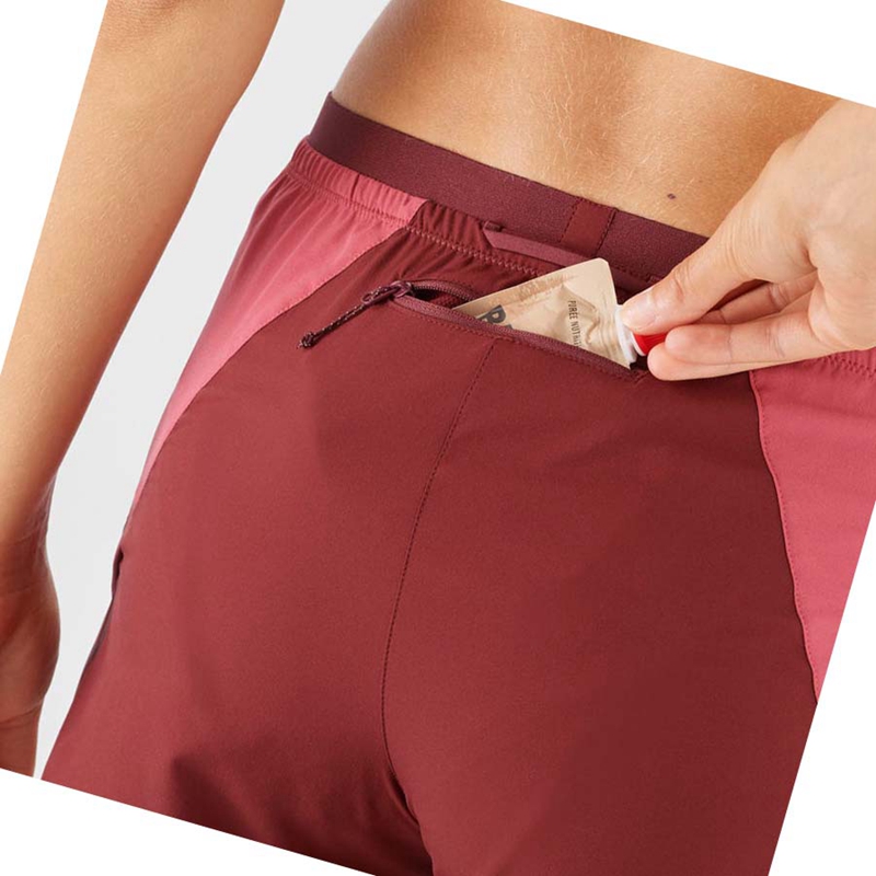 Salomon CROSS 3'' Kurze Hose Damen Rot | XZIVJAN-09