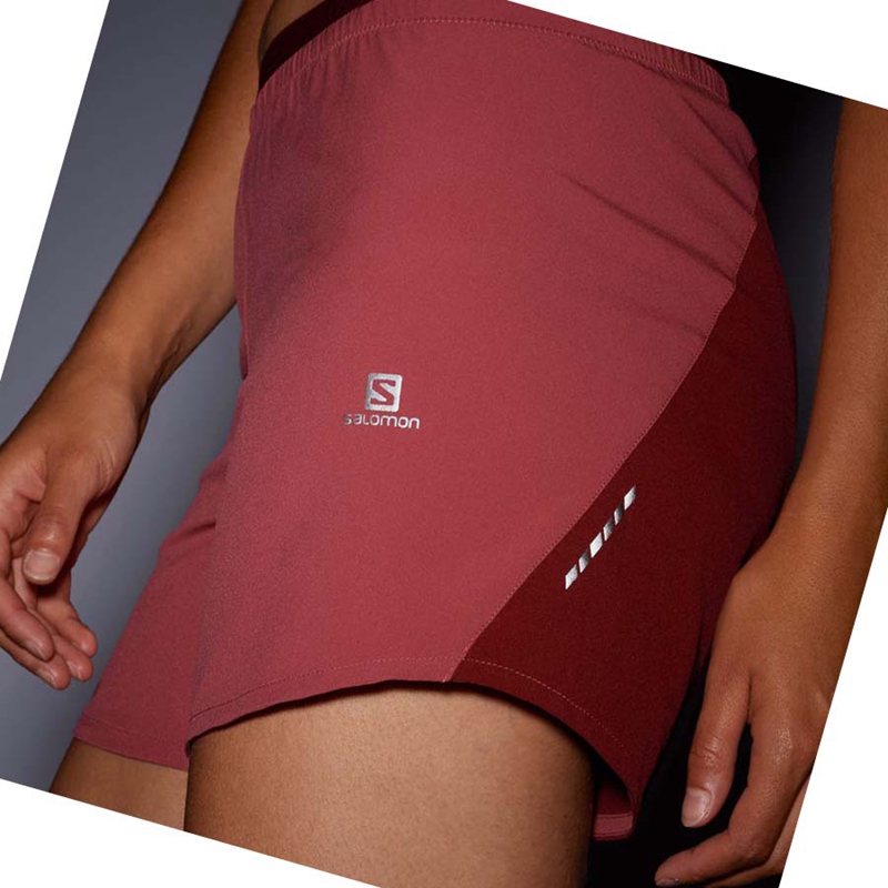 Salomon CROSS 5'' Kurze Hose Damen Rot | XTCSHVR-54
