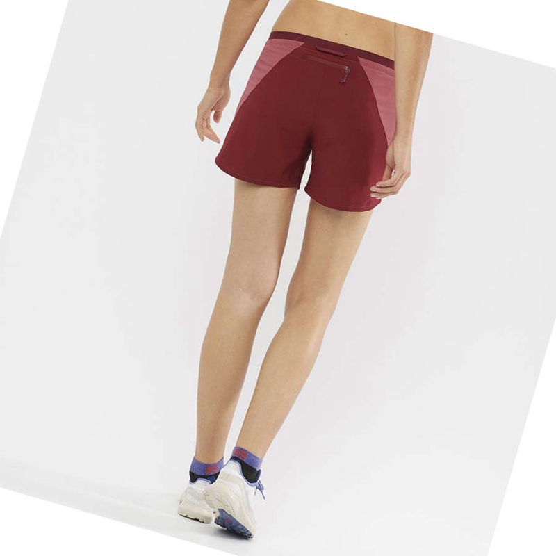 Salomon CROSS 5'' Kurze Hose Damen Rot | XTCSHVR-54