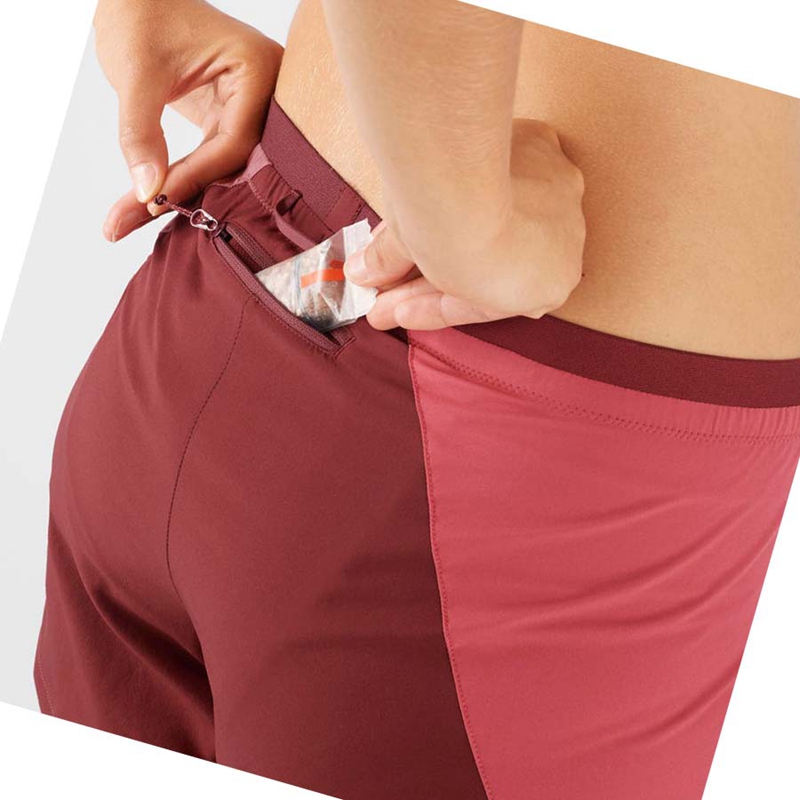 Salomon CROSS 5'' Kurze Hose Damen Rot | XTCSHVR-54