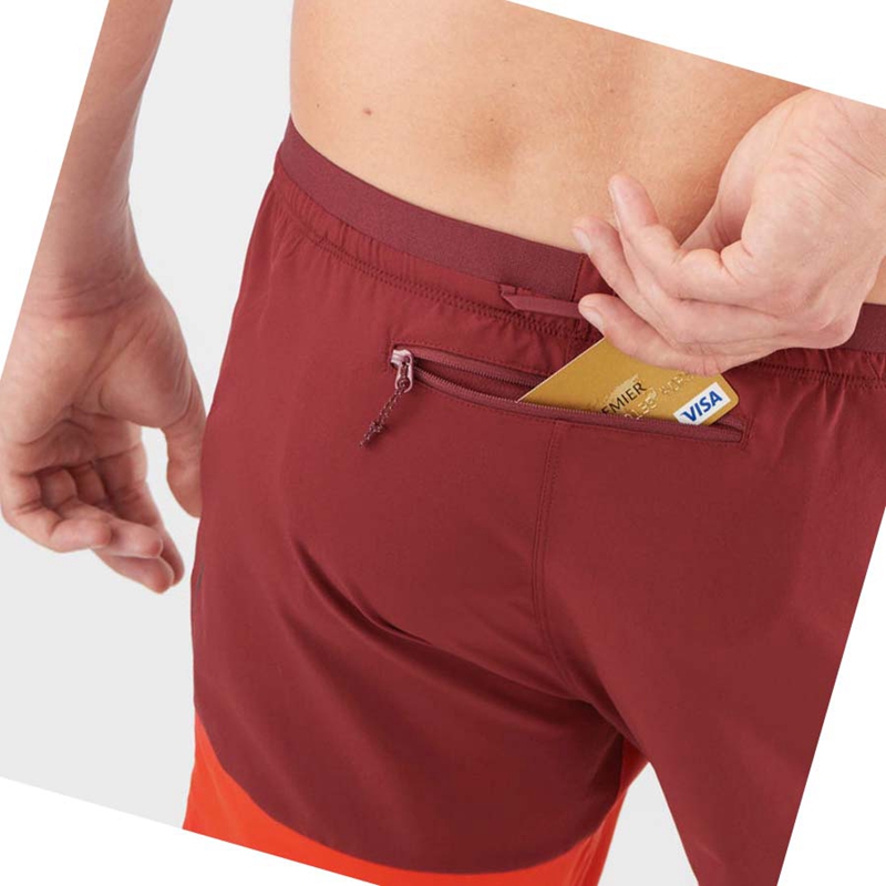 Salomon CROSS 7'' NO LINER Kurze Hose Herren Rot | BPXDMNA-18