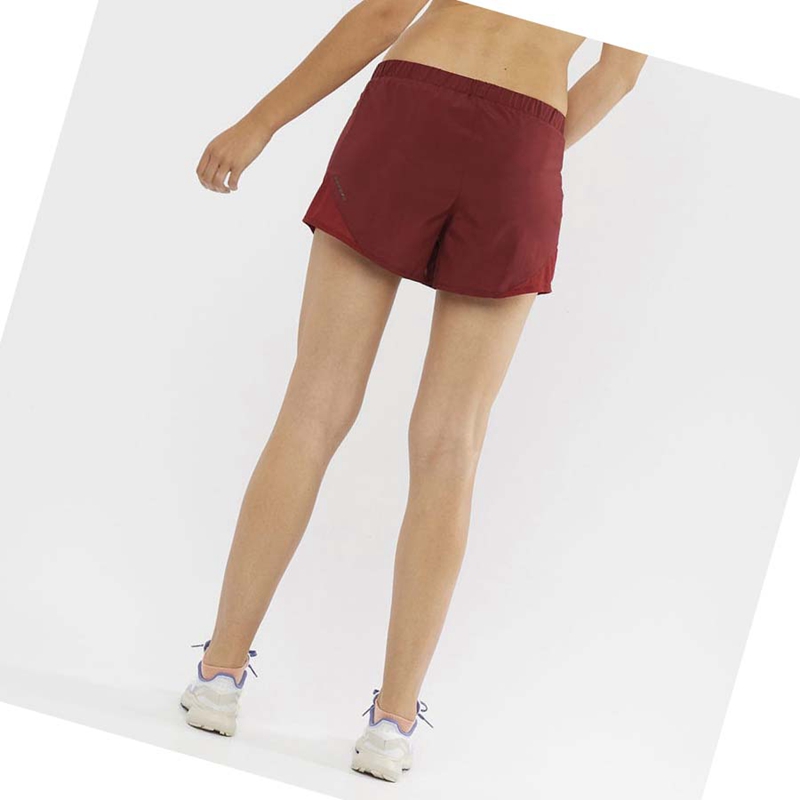 Salomon CROSS REBEL 4'' Kurze Hose Damen Rot | DEANHRK-16