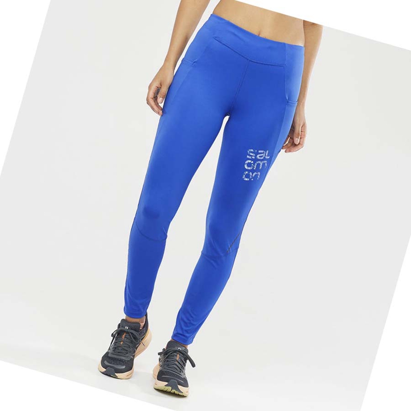 Salomon CROSS RUN 28'' Hose Damen Blau | FTBRUHO-95
