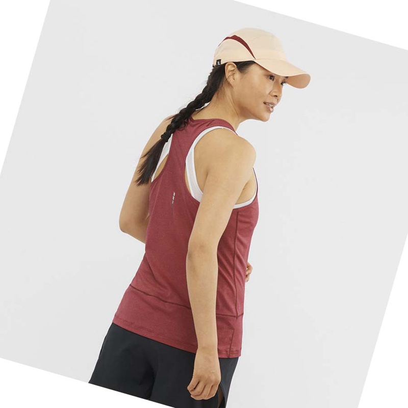 Salomon CROSS RUN GRAPHIC T-shirts Damen Rot | DMFVUTN-47