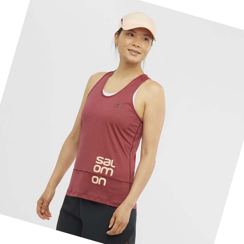 Salomon CROSS RUN GRAPHIC T-shirts Damen Rot | DMFVUTN-47