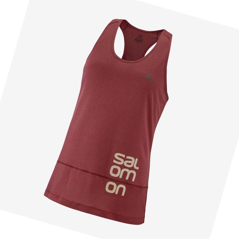 Salomon CROSS RUN GRAPHIC T-shirts Damen Rot | DMFVUTN-47