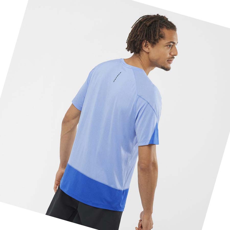 Salomon CROSS RUN GRAPHIC T-shirts Herren Blau | XJUTVIF-63