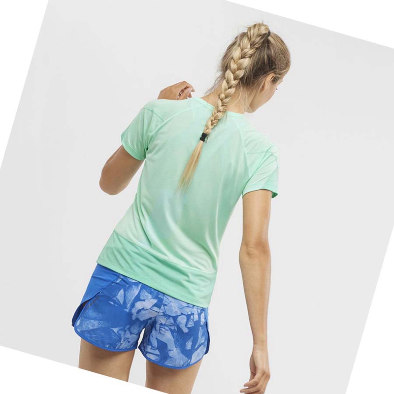 Salomon CROSS RUN T-shirts Damen Grün | QPRAHIB-20