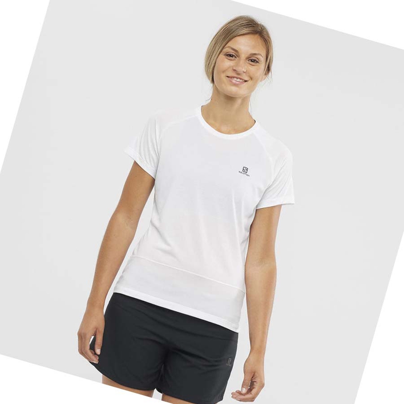 Salomon CROSS RUN T-shirts Damen Weiß | IXBEZUL-73