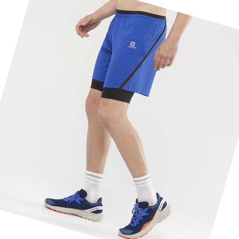 Salomon CROSS TWINN Kurze Hose Herren Blau | PMHJCGV-86