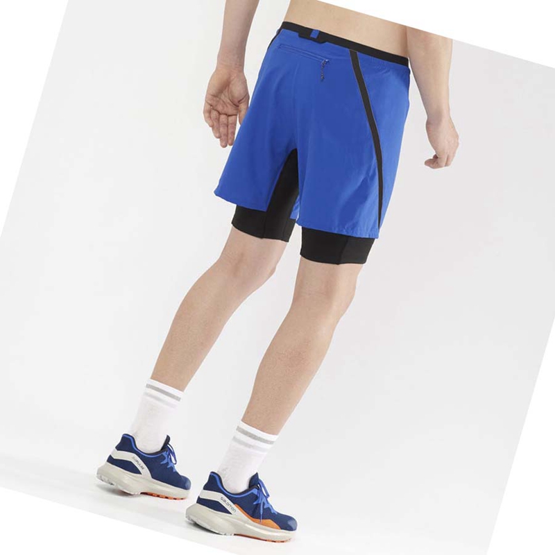Salomon CROSS TWINN Kurze Hose Herren Blau | PMHJCGV-86