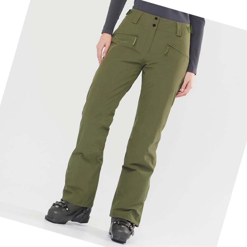 Salomon EDGE Ski Hosen Damen Olivgrün | ERTJCAK-69