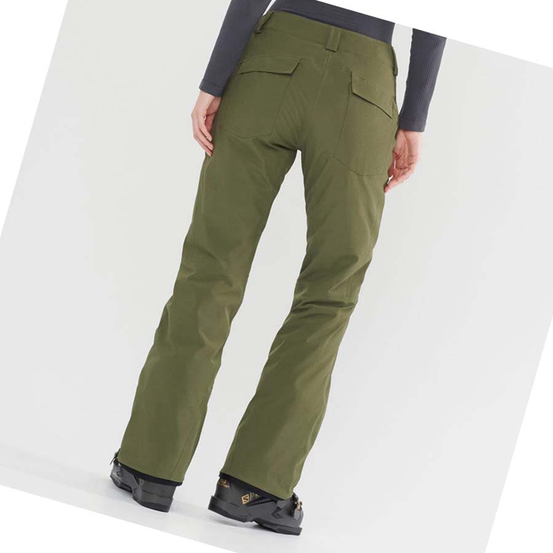 Salomon EDGE Ski Hosen Damen Olivgrün | ERTJCAK-69