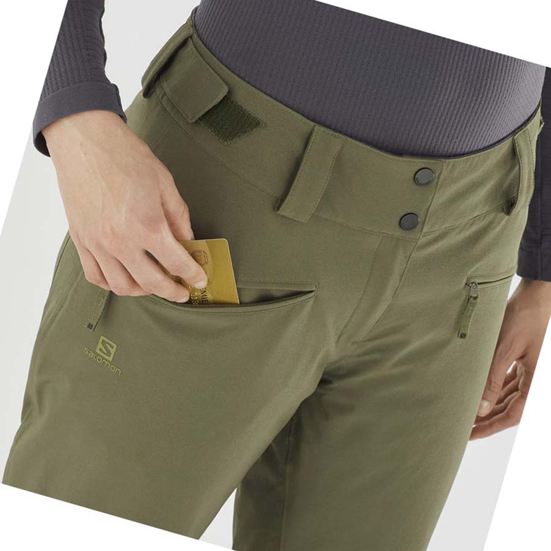 Salomon EDGE Ski Hosen Damen Olivgrün | ERTJCAK-69