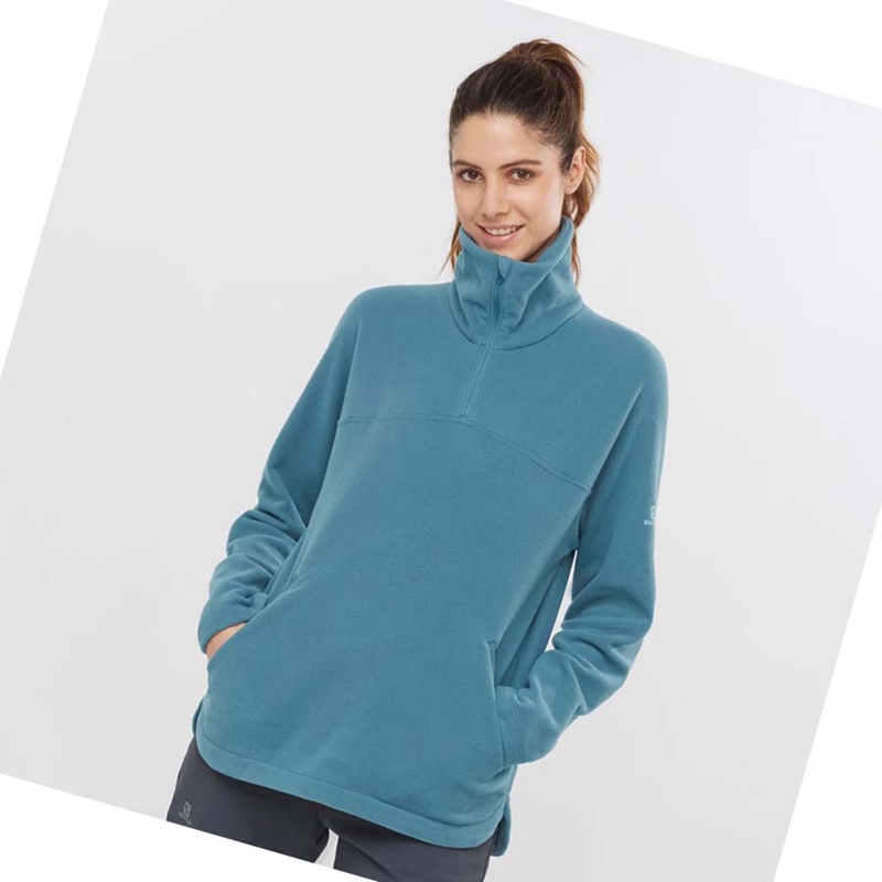 Salomon ESSENTIAL COSY FLEECE Hoodie Damen Blau | CZYBMDV-09