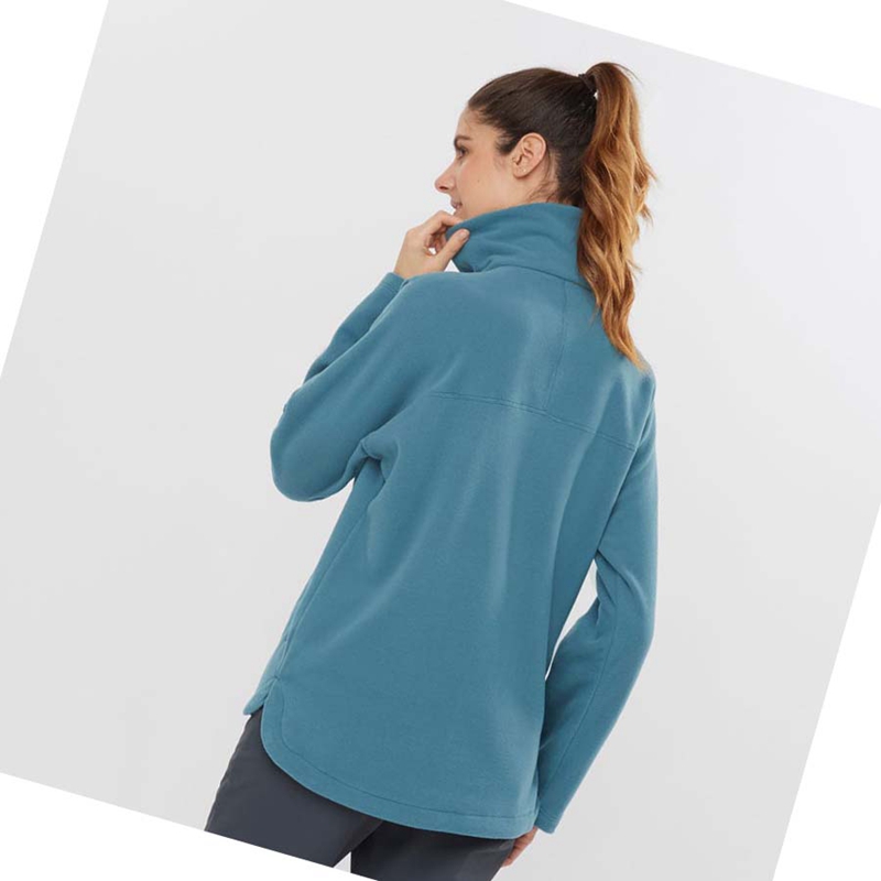 Salomon ESSENTIAL COSY FLEECE Hoodie Damen Blau | CZYBMDV-09