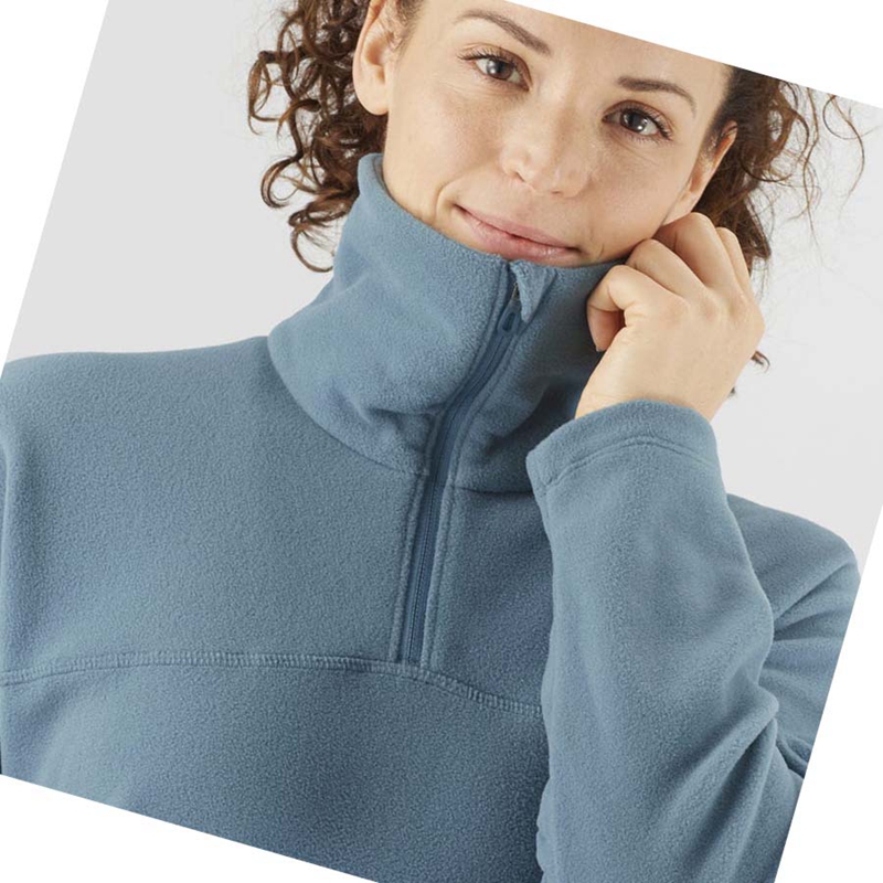 Salomon ESSENTIAL COSY FLEECE Hoodie Damen Blau | CZYBMDV-09