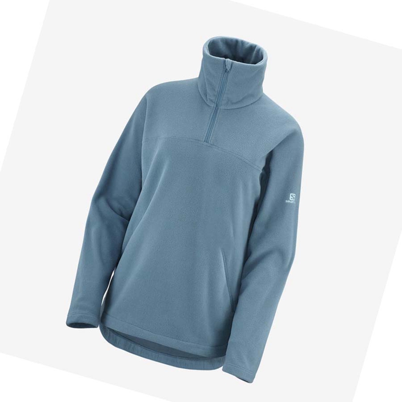 Salomon ESSENTIAL COSY FLEECE Hoodie Damen Blau | CZYBMDV-09
