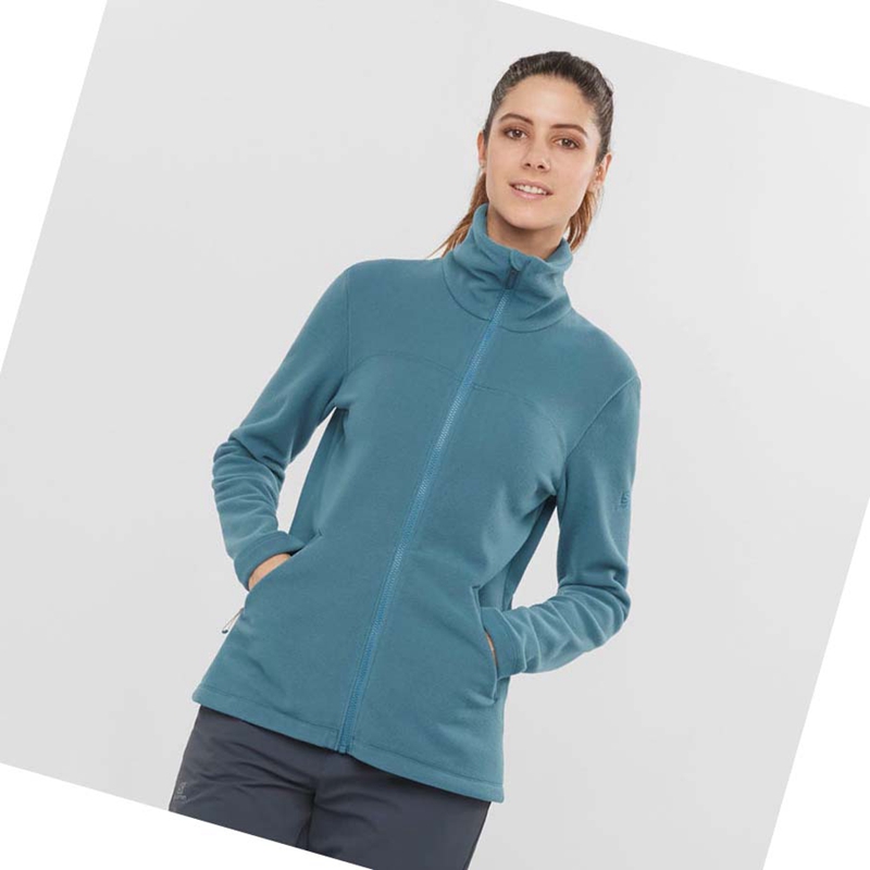 Salomon ESSENTIAL COSY FLEECE Hoodie Damen Blau | FERALKU-25