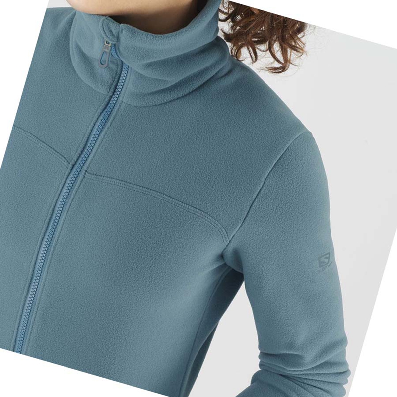 Salomon ESSENTIAL COSY FLEECE Hoodie Damen Blau | FERALKU-25