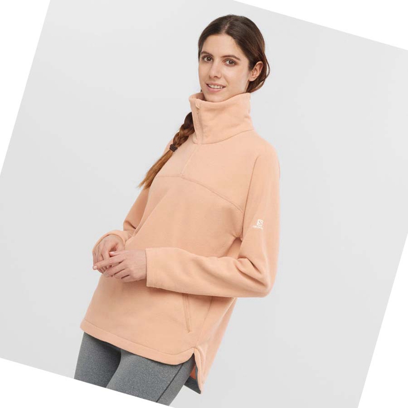 Salomon ESSENTIAL COSY FLEECE Hoodie Damen Rosa | LAJUVTE-83