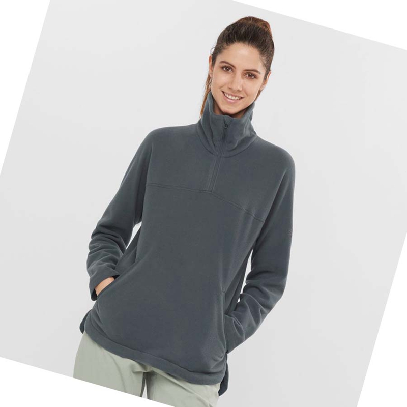 Salomon ESSENTIAL COSY FLEECE Hoodie Damen Grau | LUCVSYX-50