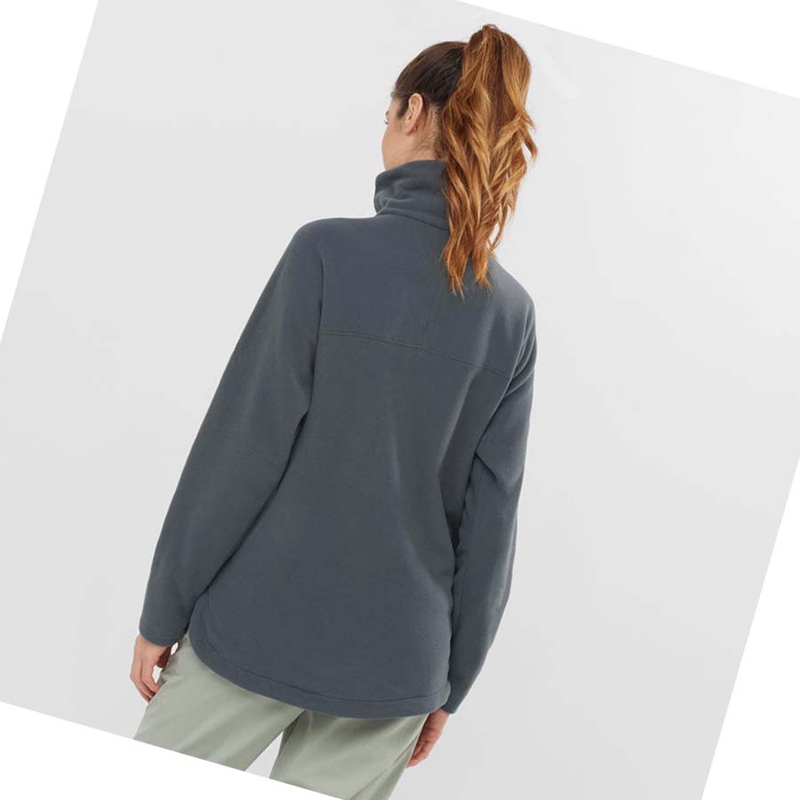 Salomon ESSENTIAL COSY FLEECE Hoodie Damen Grau | LUCVSYX-50