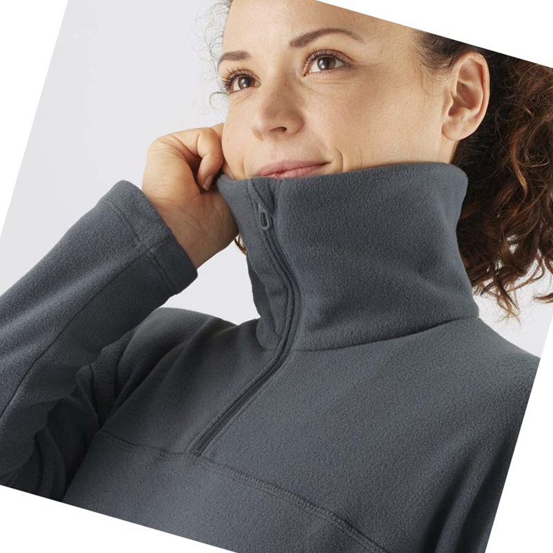 Salomon ESSENTIAL COSY FLEECE Hoodie Damen Grau | LUCVSYX-50