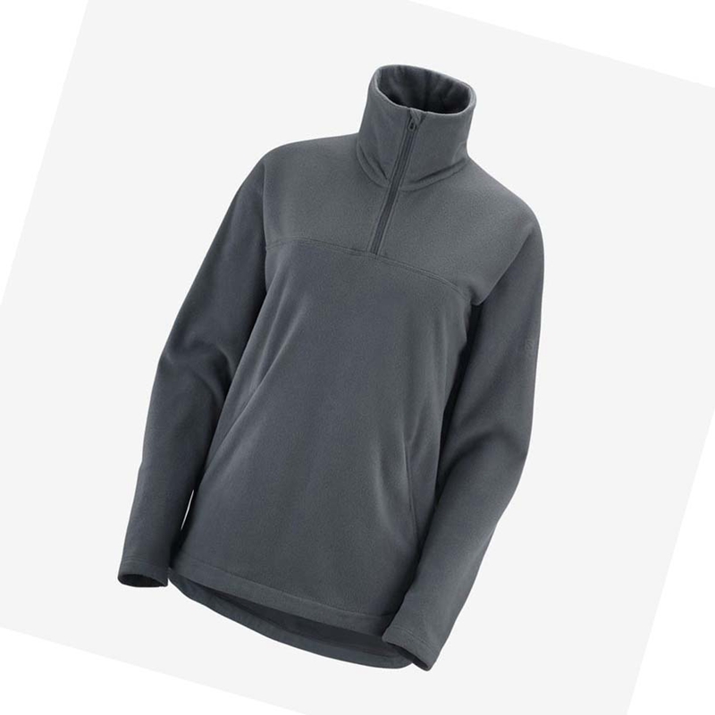 Salomon ESSENTIAL COSY FLEECE Hoodie Damen Grau | LUCVSYX-50