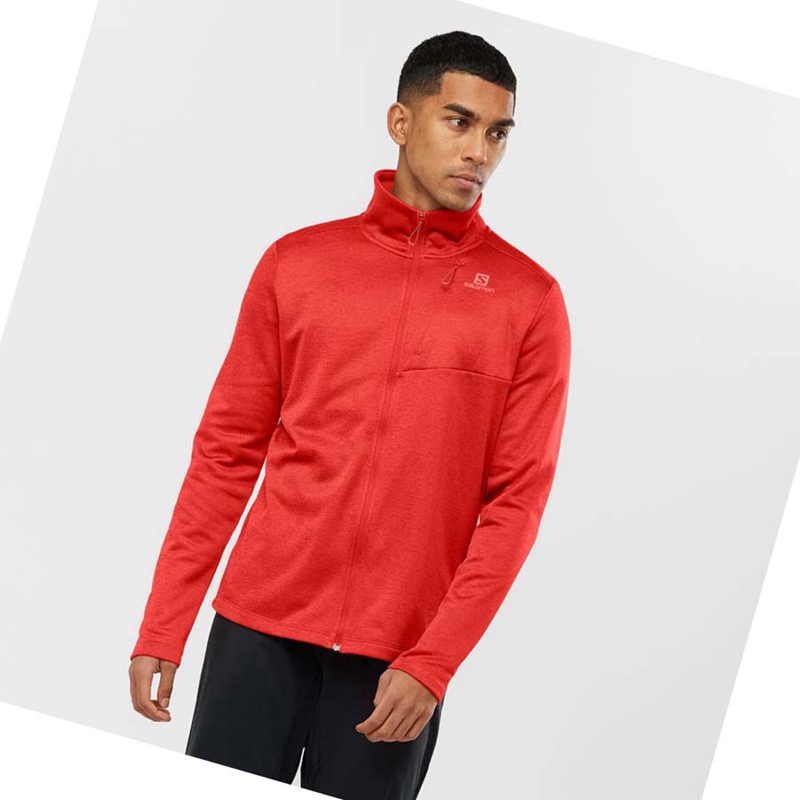 Salomon ESSENTIAL LIGHTWARM HEATHER Hoodie Herren Rot | HGXVFNY-62