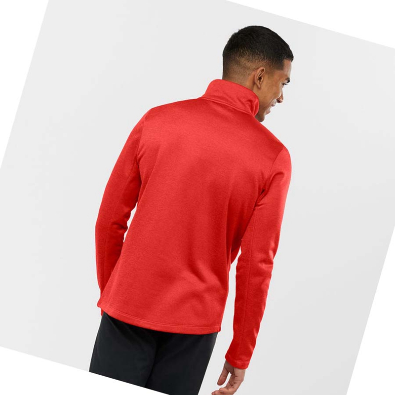 Salomon ESSENTIAL LIGHTWARM HEATHER Hoodie Herren Rot | HGXVFNY-62
