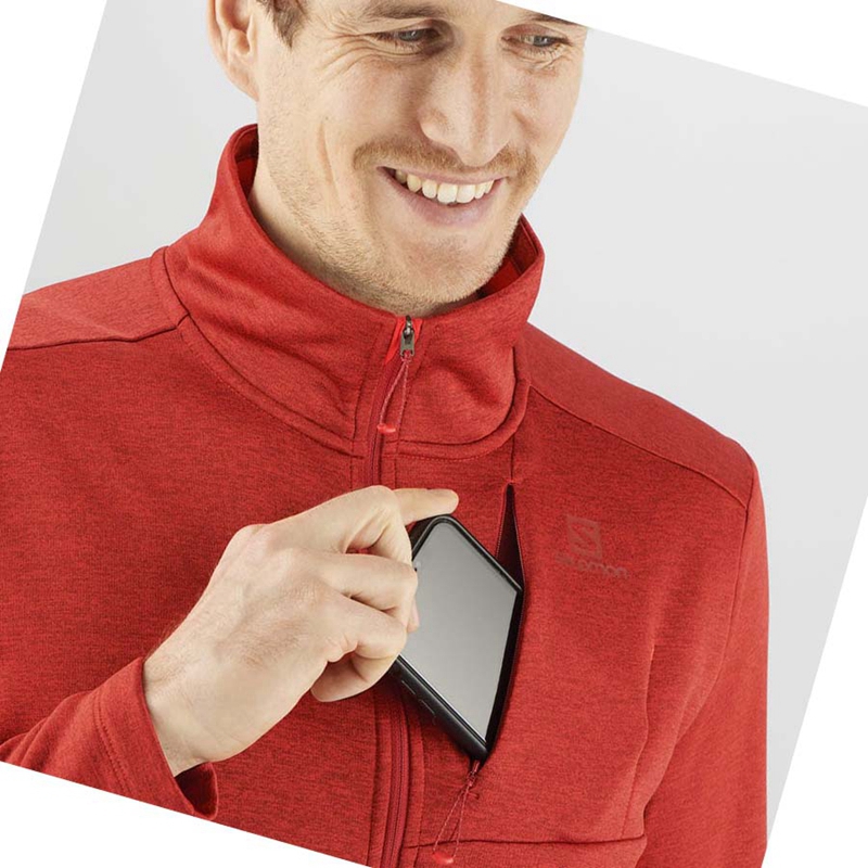 Salomon ESSENTIAL LIGHTWARM HEATHER Hoodie Herren Rot | HGXVFNY-62