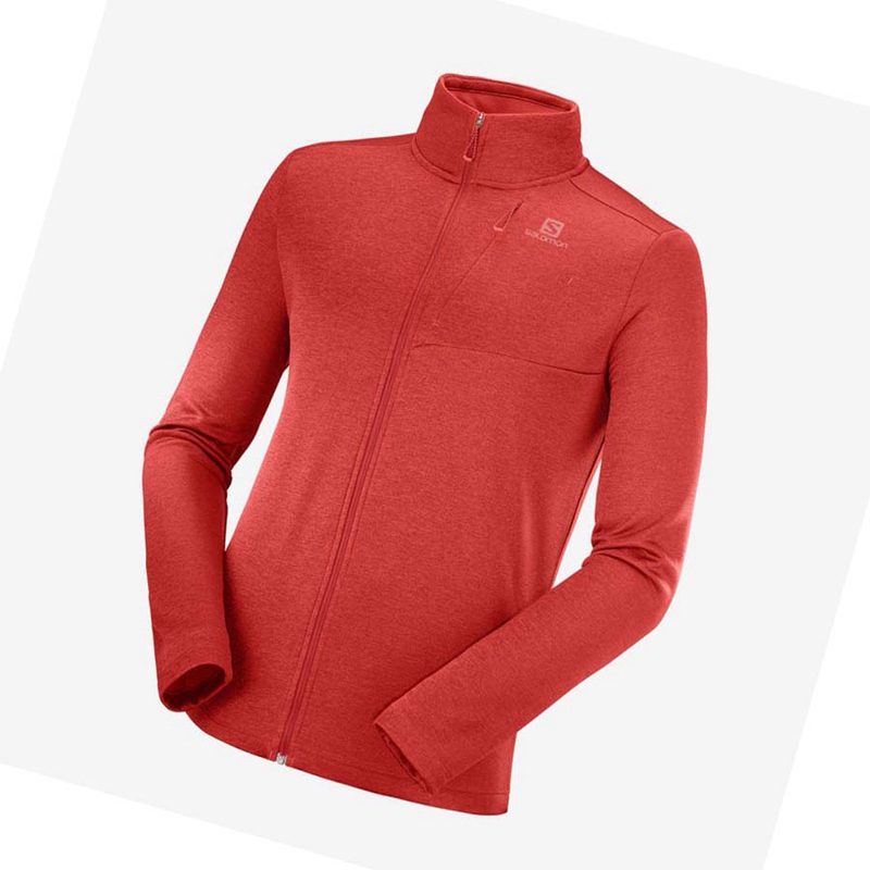 Salomon ESSENTIAL LIGHTWARM HEATHER Hoodie Herren Rot | HGXVFNY-62