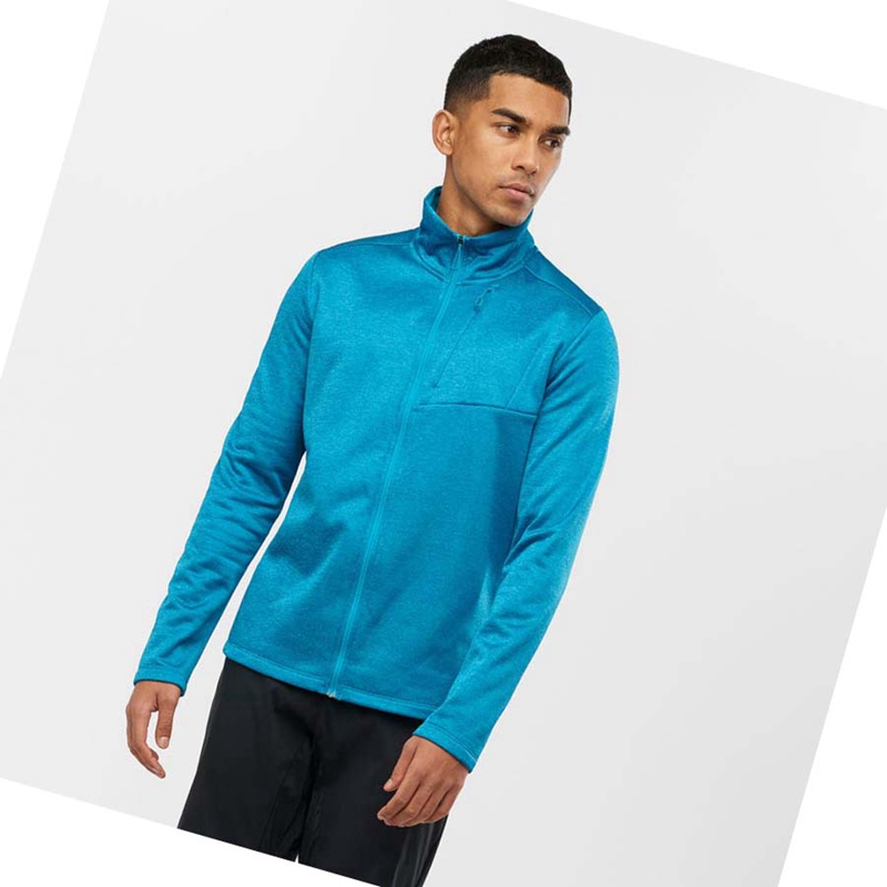 Salomon ESSENTIAL LIGHTWARM HEATHER Hoodie Herren Blau | MKIQEYH-21