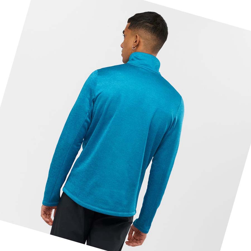Salomon ESSENTIAL LIGHTWARM HEATHER Hoodie Herren Blau | MKIQEYH-21