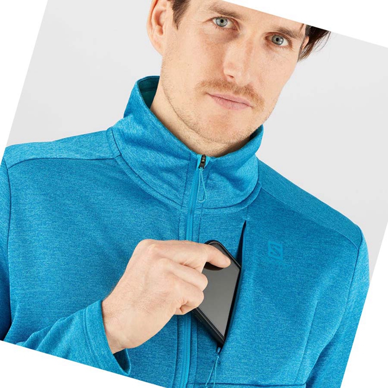 Salomon ESSENTIAL LIGHTWARM HEATHER Hoodie Herren Blau | MKIQEYH-21