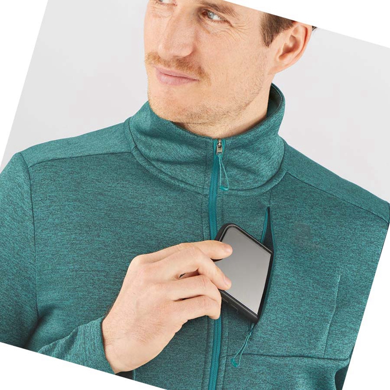 Salomon ESSENTIAL LIGHTWARM HEATHER Hoodie Herren Grün | VUWMISN-31