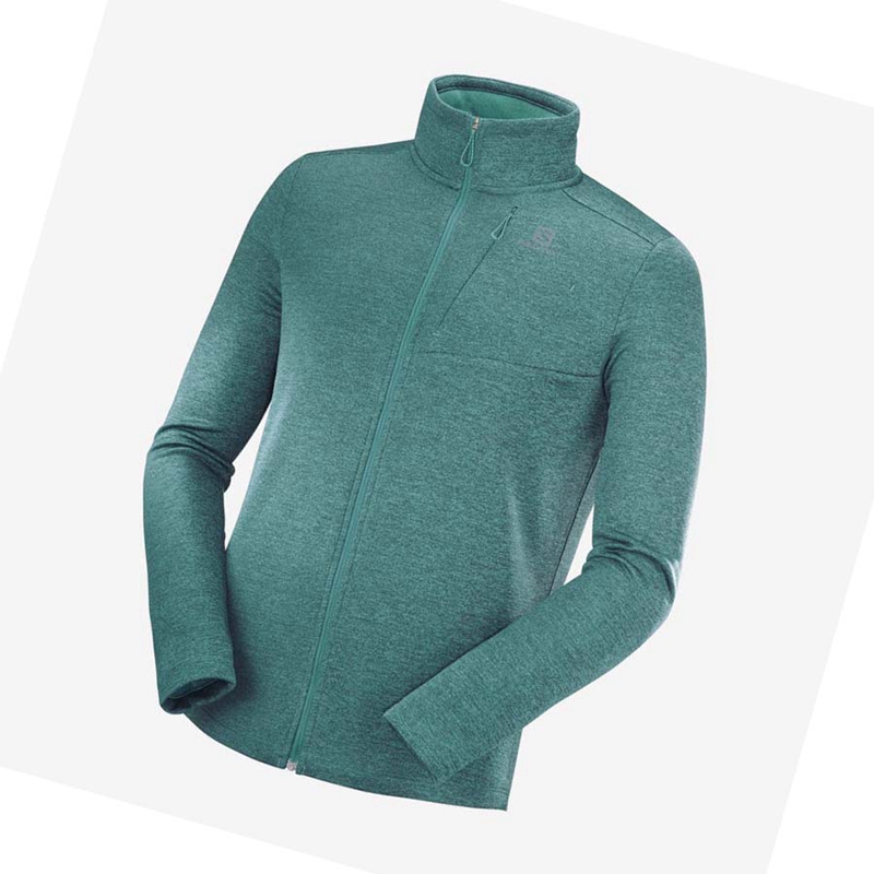 Salomon ESSENTIAL LIGHTWARM HEATHER Hoodie Herren Grün | VUWMISN-31