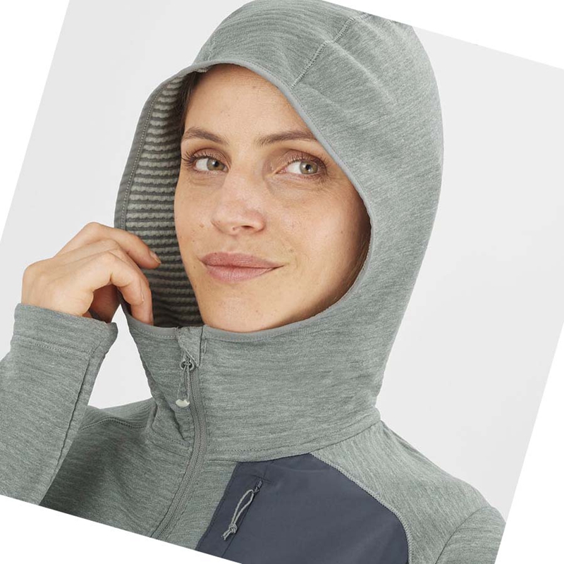 Salomon ESSENTIAL LIGHTWARM HOODED Hoodie Damen Grün | KUBYFGZ-63