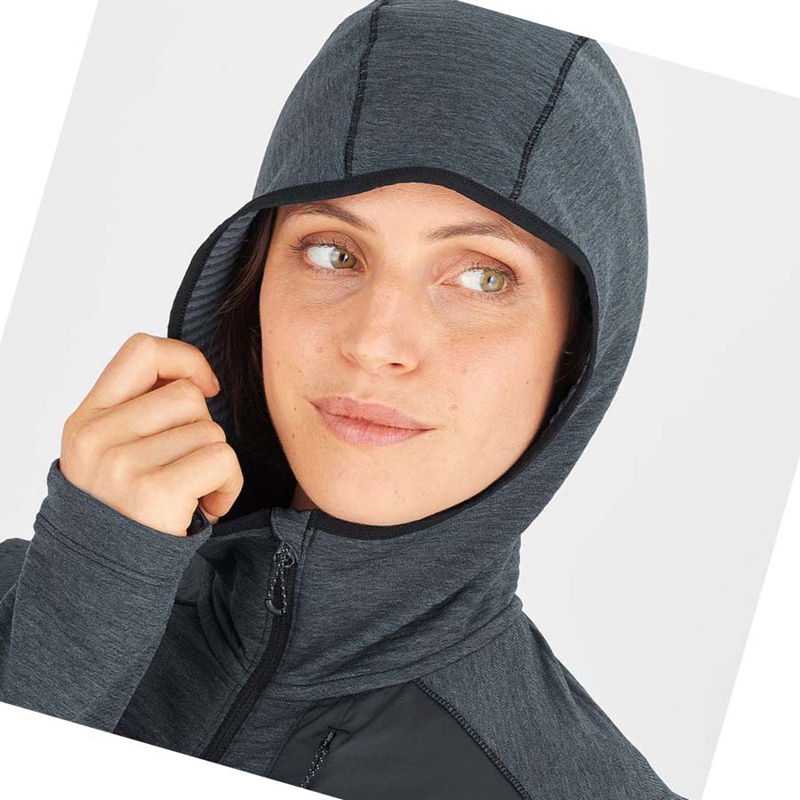 Salomon ESSENTIAL LIGHTWARM HOODED Hoodie Damen Schwarz | ONAWLVK-58